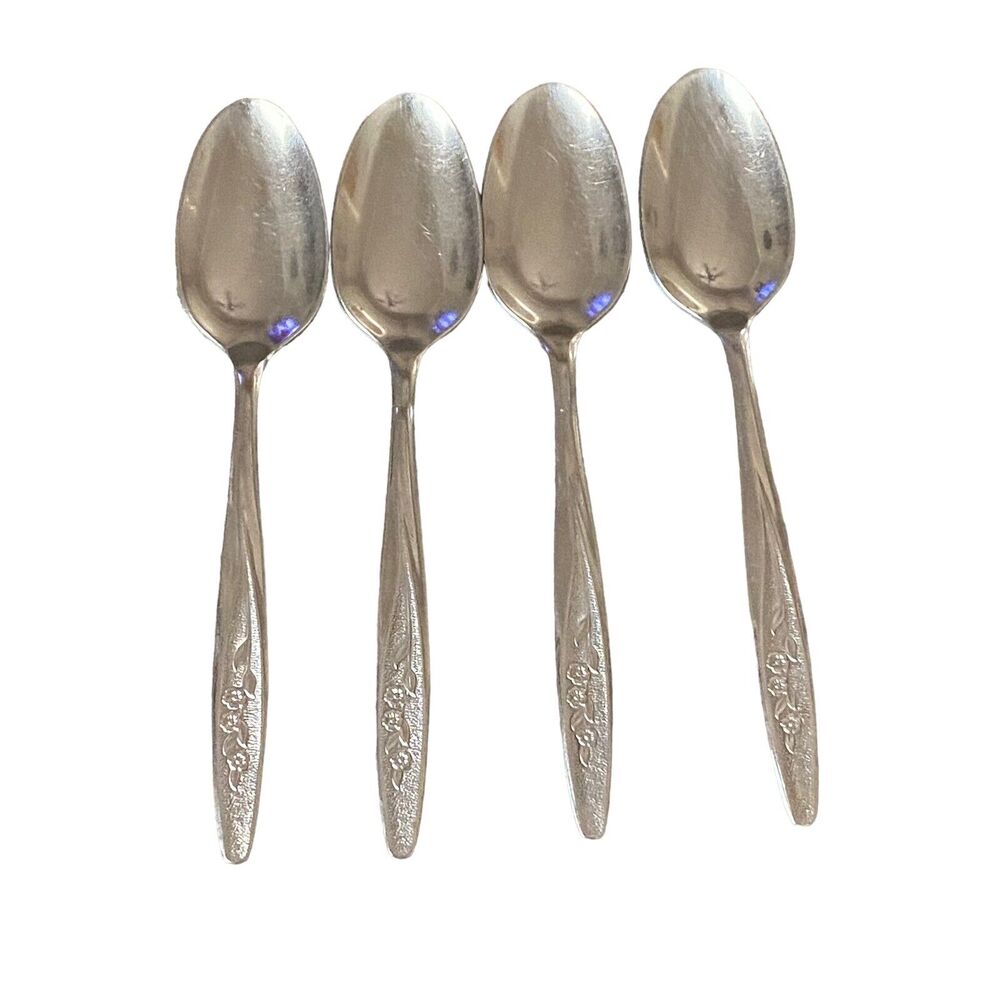 Vintage SUPERIOR STAINLESS USA Flatware RADIANT ROSE 4 pieces Silverware Spoons